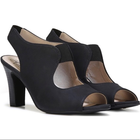 Life Stride Shoes - Life Stride Peep Toe Block Heels, Size 6, Black